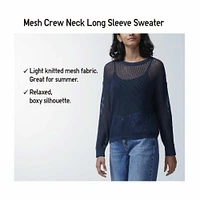 MESH CREW NECK LONG SLEEVE SWEATER