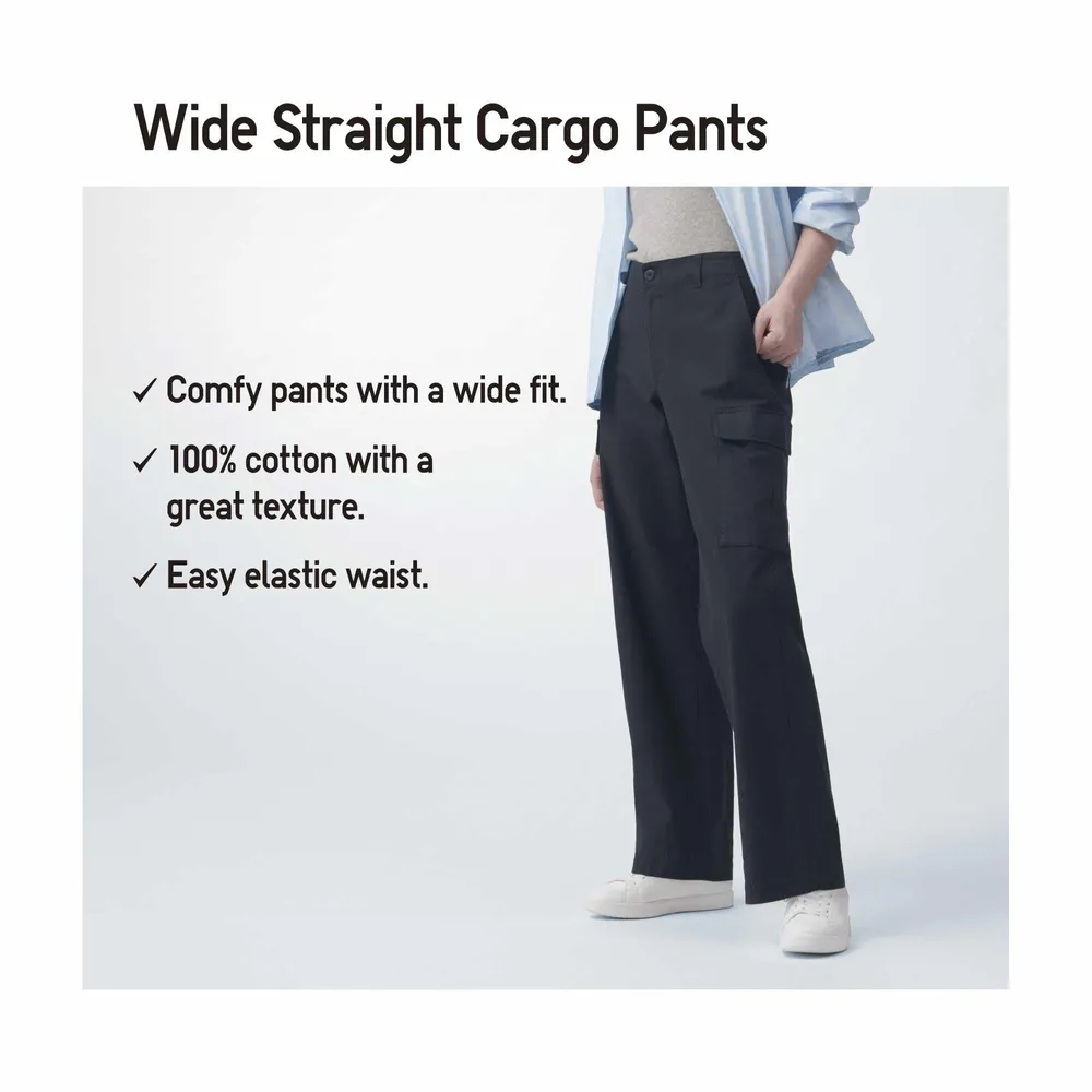 DENIM WIDE STRAIGHT CARGO PANTS