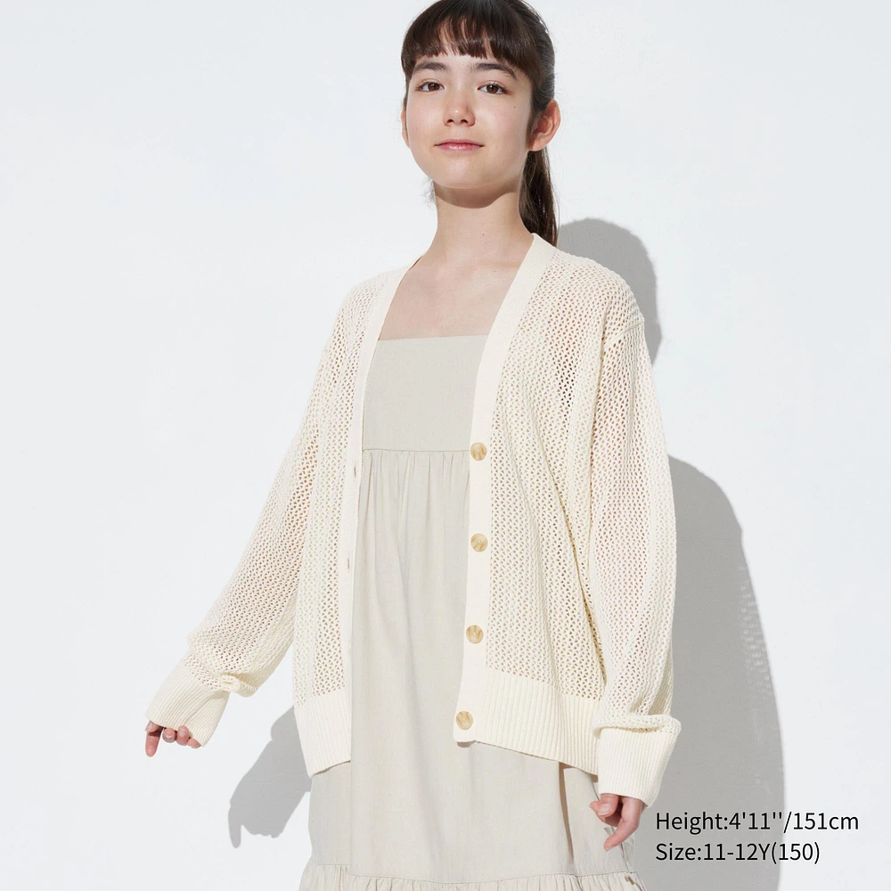 WASHABLE MESH V-NECK CARDIGAN