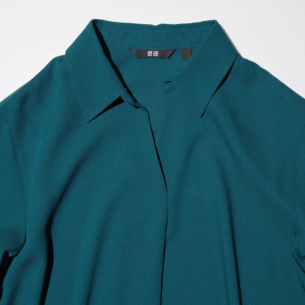 RAYON SKIPPER COLLAR BLOUSE /3/4 SLEEVE