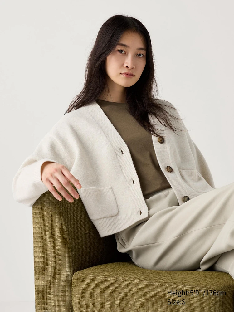 SOUFFLÉ YARN V NECK SHORT CARDIGAN