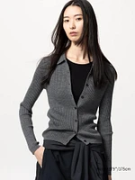 MERINO RIBBED POLO CARDIGAN