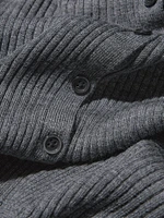 MERINO RIBBED POLO CARDIGAN