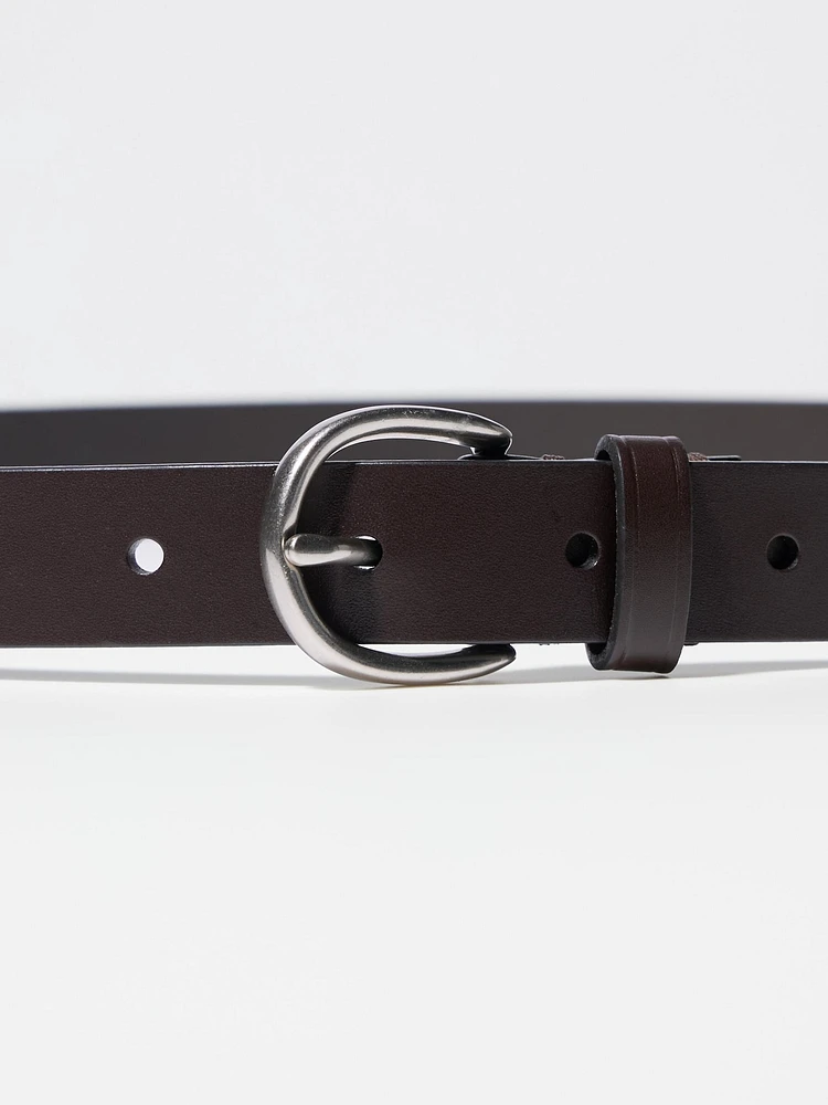 ITALIAN LEATHER OILED NARROW BELT