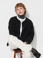 PILE LINED FLEECE RELAXED SILHOUETTE CARDIGAN