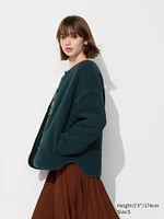 PILE LINED FLEECE RELAXED SILHOUETTE CARDIGAN