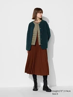 PILE LINED FLEECE RELAXED SILHOUETTE CARDIGAN