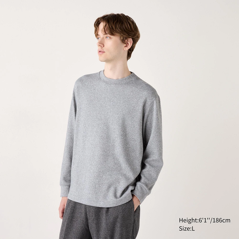 SOFT KNITTED FLEECE CREW NECK T-SHIRT