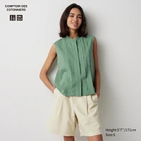 LINEN BLEND SLEEVELESS BLOUSE