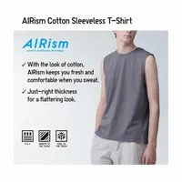 AIRism COTTON SLEEVELESS STRIPED T-SHIRT