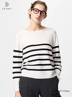 3D KNIT COTTON CREW NECK SWEATER