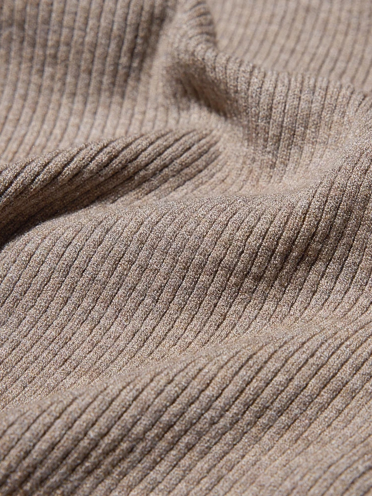 WASHABLE KNIT RIBBED POLO SWEATER