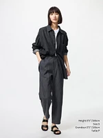 COTTON RELAXED ANKLE PANTS DENIM