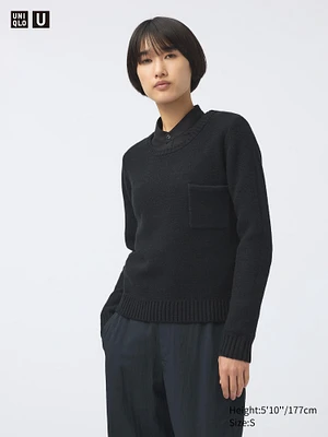 LAMBSWOOL POCKET CREW NECK SWEATER