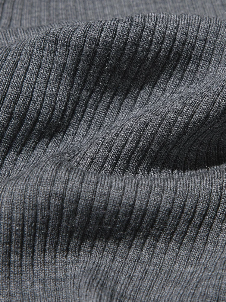 MERINO RIBBED CREW NECK SWEATER HALF SLEEVE