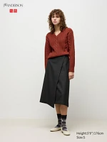 WOOL BLEND WRAP SKIRT