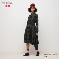 FLANNEL ASYMMETRIC HEM DRESS