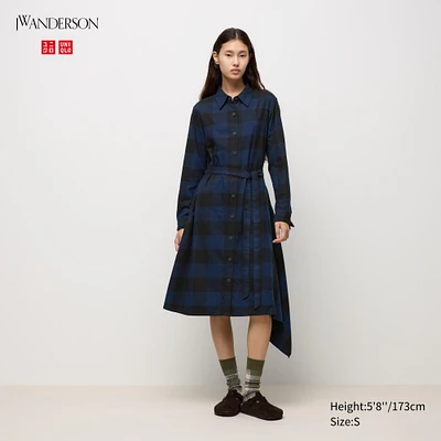 FLANNEL ASYMMETRIC HEM DRESS