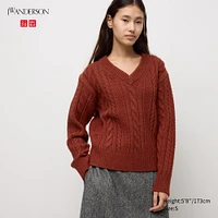 CABLE V NECK SWEATER