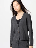 WASHABLE KNIT RIBBED CARDIGAN