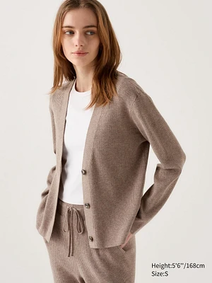 WASHABLE KNIT RIBBED CARDIGAN