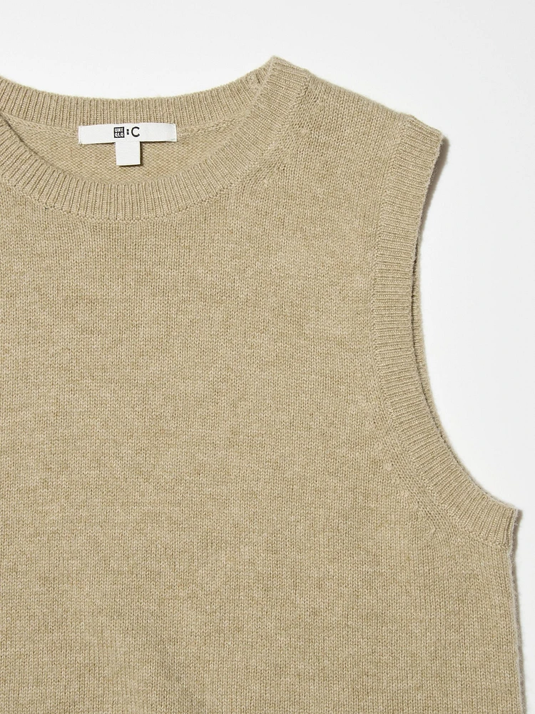 CASHMERE CREW NECK SHORT SWEATER | SLEEVELESS