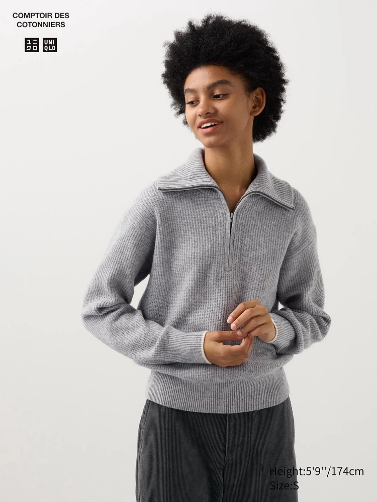 LAMBSWOOL HALF ZIP SWEATER