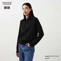 LAMBSWOOL HALF ZIP SWEATER