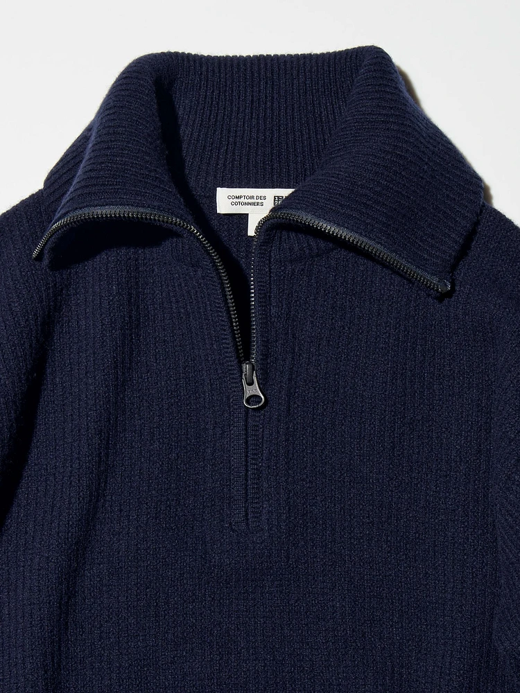 LAMBSWOOL HALF ZIP SWEATER