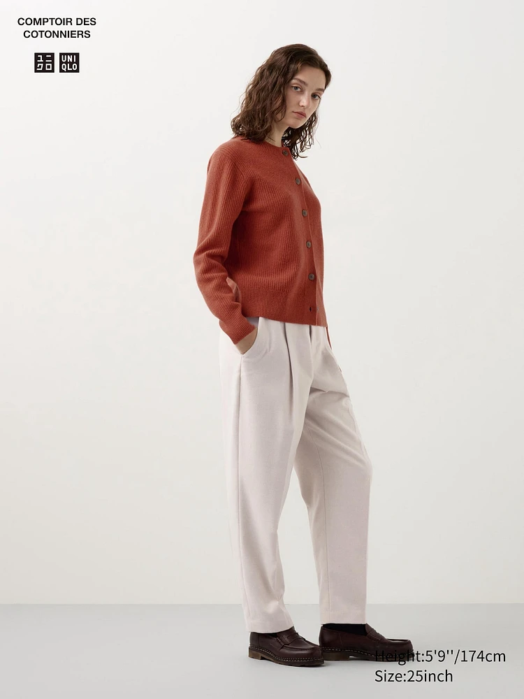 TWEED PLEATED TAPERED PANTS