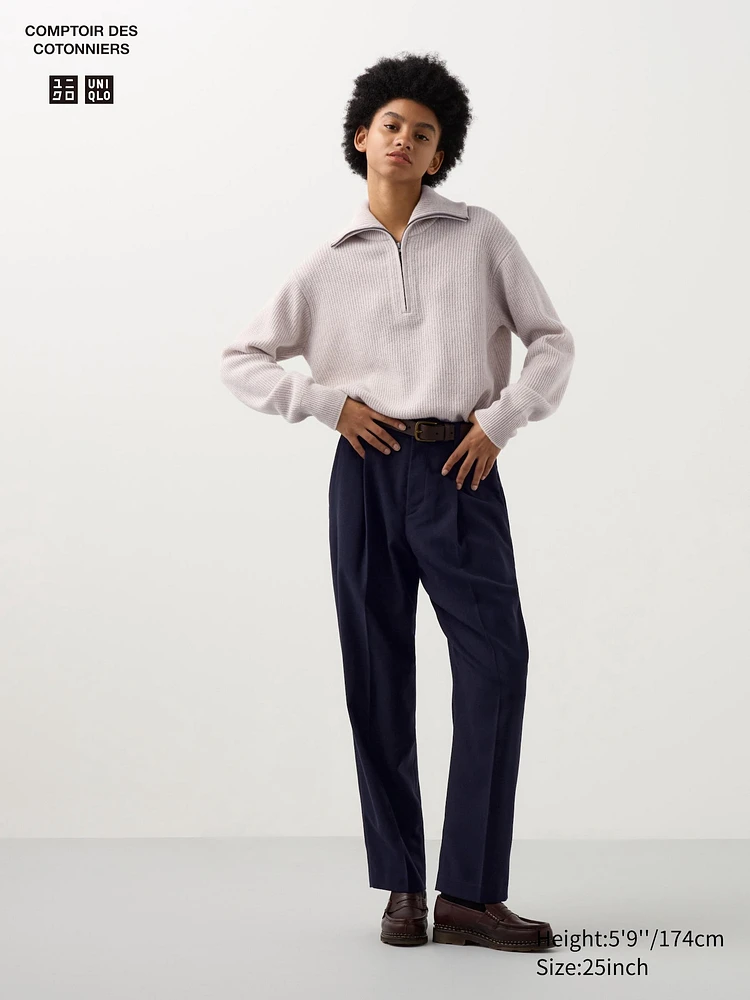 TWEED PLEATED TAPERED PANTS