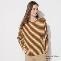 SMOOTH COTTON RELAXED SILHOUETTE STRIPED T-SHIRT | LONG SLEEVE