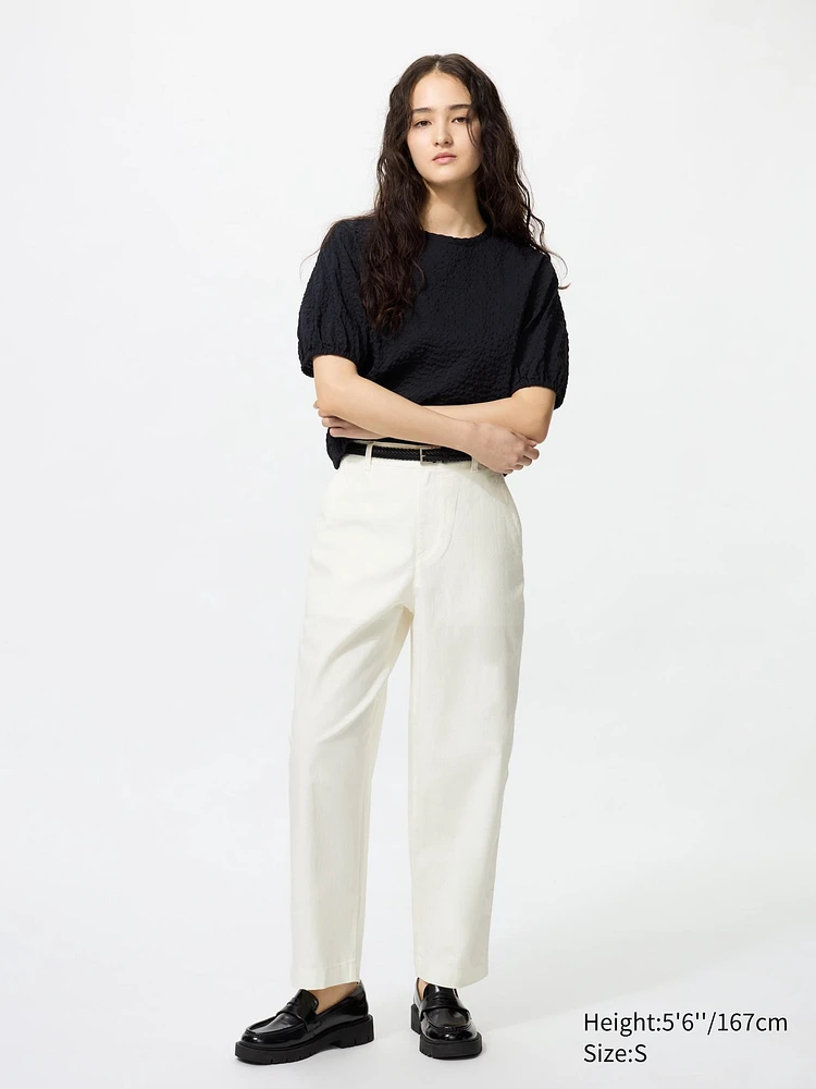 LINEN COTTON TAPERED PANTS