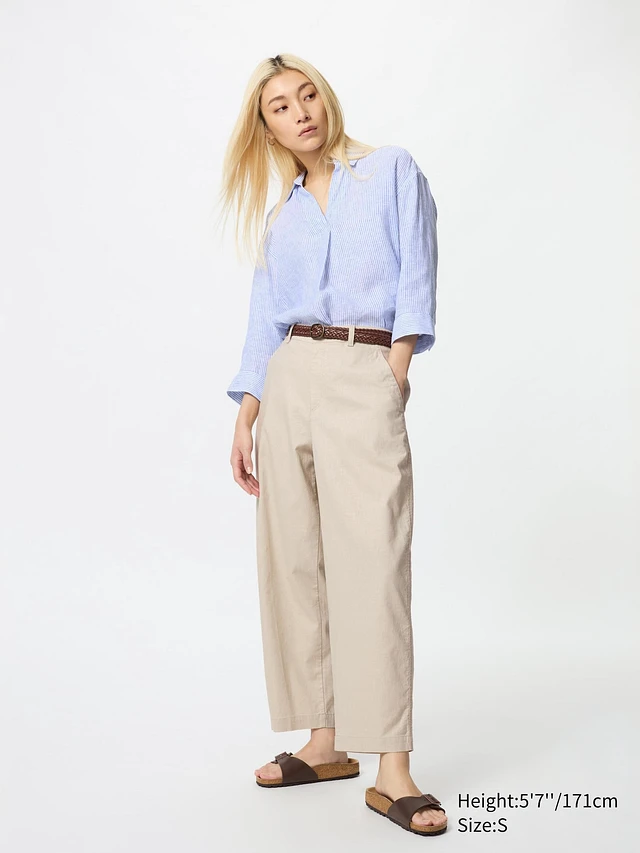 LINEN COTTON TAPERED PANTS