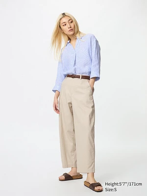 LINEN COTTON TAPERED PANTS