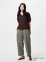 LINEN COTTON TAPERED PANTS