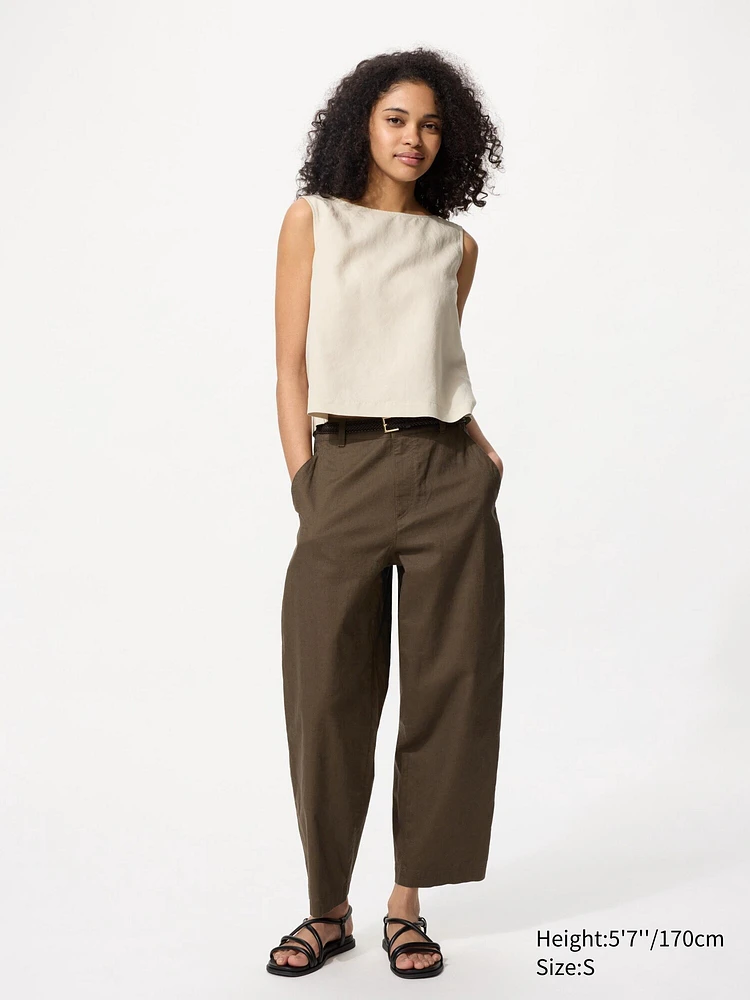 LINEN COTTON TAPERED PANTS