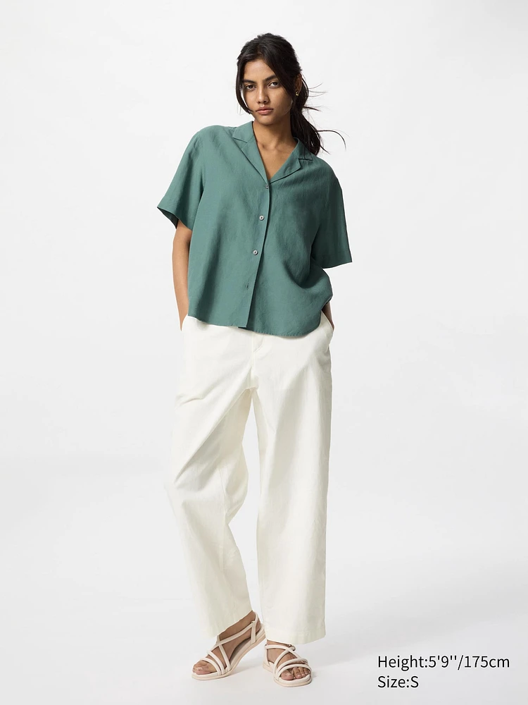 LINEN COTTON TAPERED PANTS | TALL