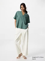 LINEN COTTON TAPERED PANTS | TALL