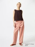 LINEN COTTON TAPERED PANTS | TALL