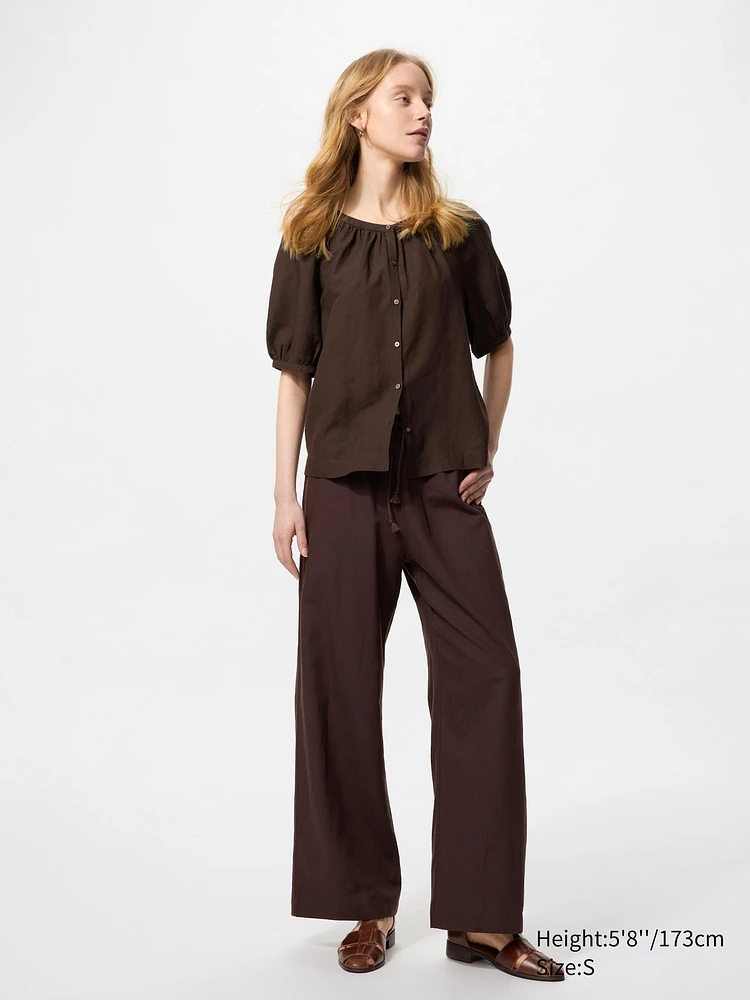 LINEN BLEND EASY PANTS