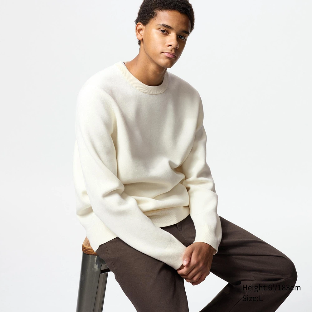 WASHABLE MILANO RIBBED CREW NECK SWEATER