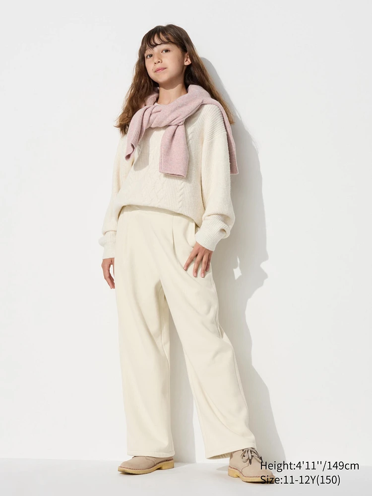 PILE LINED WIDE SWEATPANTS