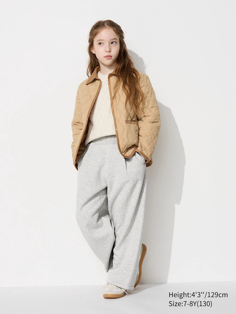 PILE LINED WIDE SWEATPANTS