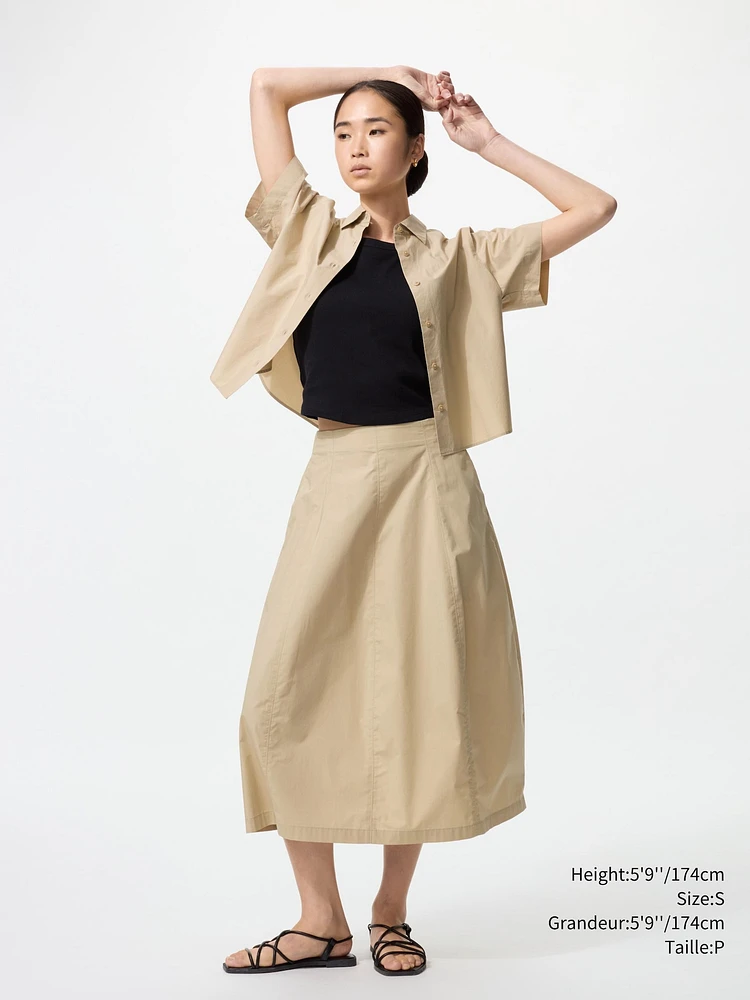 COTTON BLEND COCOON SKIRT