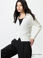 RIBBED POLO CARDIGAN