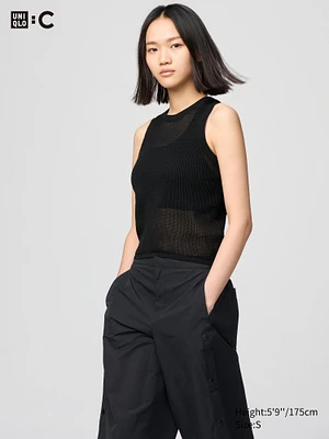 MESH CREW NECK SWEATER | SLEEVELESS