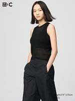 MESH CREW NECK SWEATER SLEEVELESS