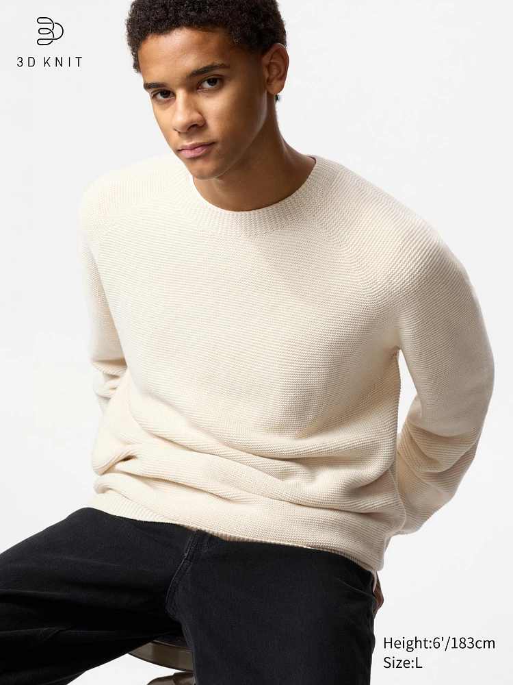 3D KNIT CREW NECK SWEATER