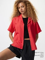 LINEN BLEND OPEN COLLAR SHIRT